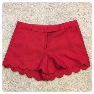 J Crew Red 4" scalloped short sz 8